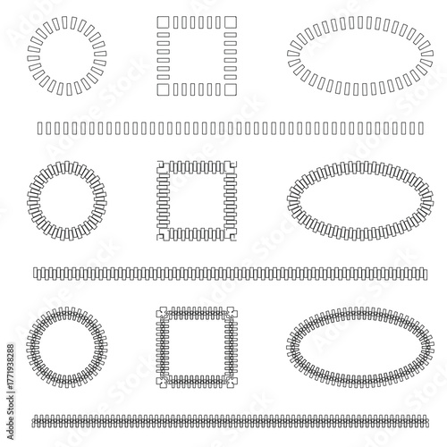 Set of vector frames from zippers. Circle. Square. Oval. Line. For Ideal   designs. Vector illustration. Set of different zippers on a white background.