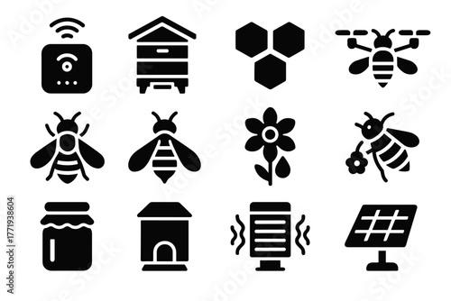 Jar beehive icon bee futuristic vector honeycomb panel hive tunnel drone