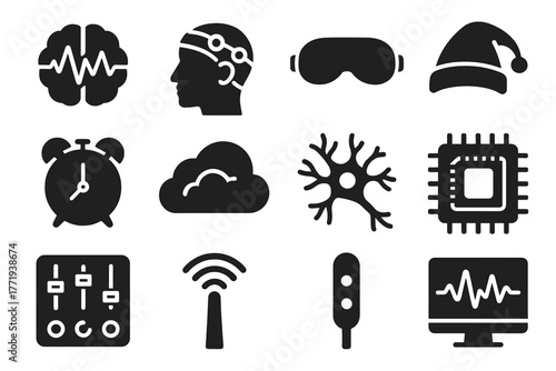 Brainwave display eeg dream scanner memory icon vector icons neuron sensor sleep