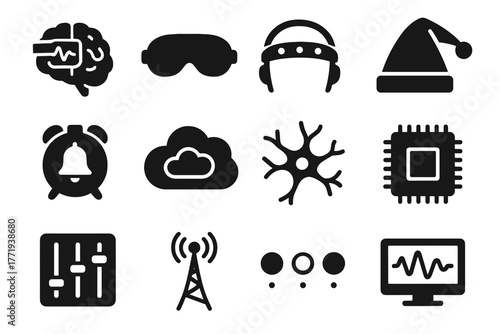Hub memory nightcap data chip vector icon dream wireless neuron icons indicator