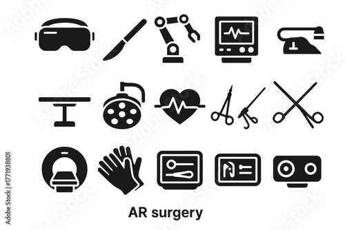 Icons lamp surgery ar rate icon monitor vector medical table laparoscopic scalpel