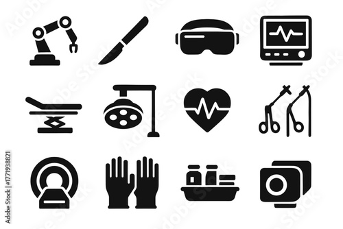 Suite scalpel surgery surgical monitor ar vector icon tools module medical lamp