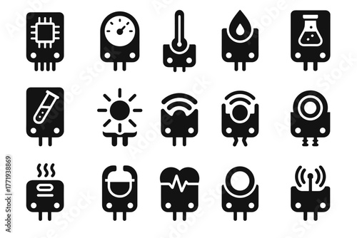 Temperature motion collection icon magnetic vibration module probe vector sensor transmitter