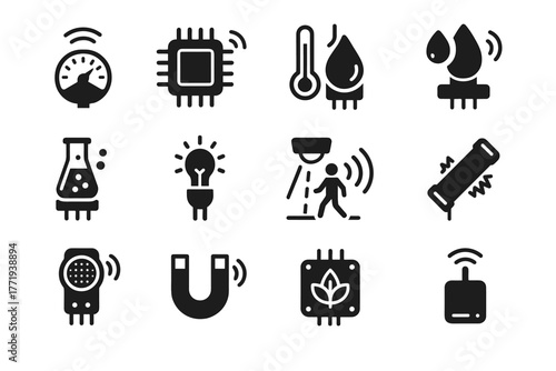 Light gas smart analyzer icons sensor vector module chemical vibration icon humidity