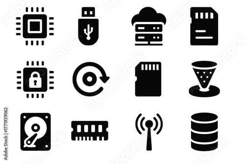 Icons usb vector card storage icon advanced container module wireless drive memory