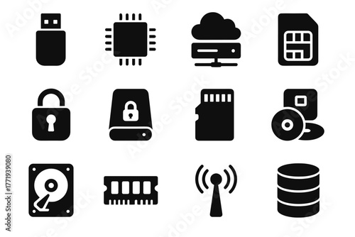 Microsd server storage container icon disk encryption icons drive wireless card modern