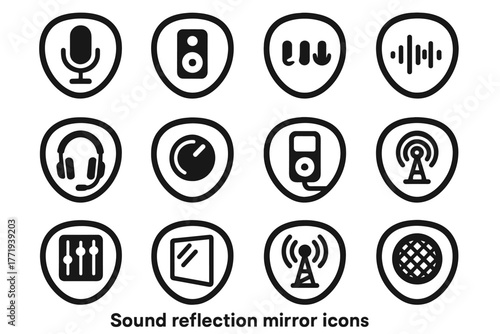 Recorder headset voice modern indicator filter signal transmitter speaker icon audio vector