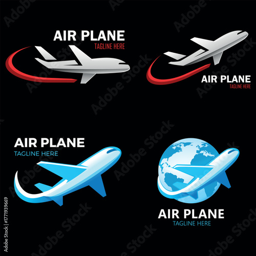 Flugzeug, Airline, Fluggesellschaft, Flughafen - Logo-Set - Vektor Illustration, Icon, Symbol, Zeichen