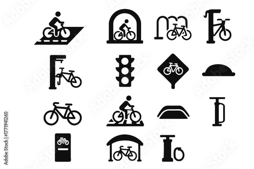 Painted icons counter vector cycling bicycle bike infrastructure parking lane station icon