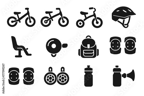 Tricycle seat vector toy bottle pads bike kids elbow training icon biking