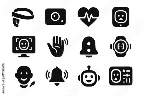 Icon analyzer vector emotion wearable tracker interface led panel indicator monitor ai