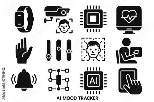 Icon led biofeedback vector calibration microchip interface notification mood gesture tracker facial