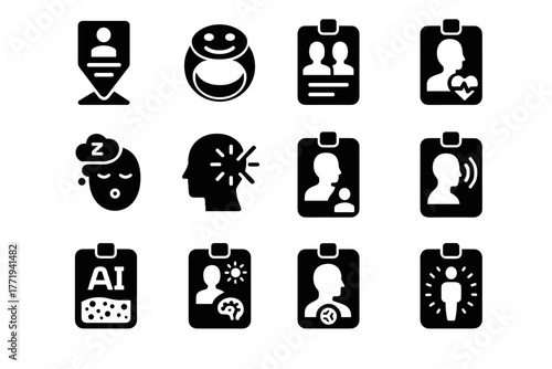 Presence language recognition digital ai smart futuristic vector icon ambient interaction badge