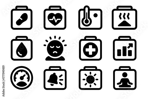 Step check uv posture vector symbol pulse smart meter icons health icon