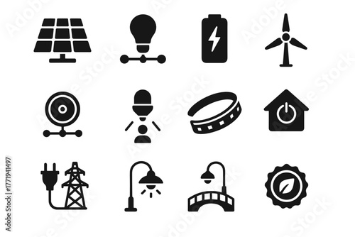 Spinner bridge icon lamp light energy tile sustainable power kinetic grid vector