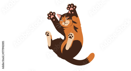 Playful cartoon cat with outstretched paws in a fun and energetic pose, ready for action.