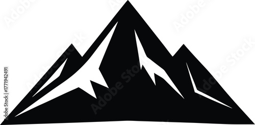 Simple Mountain Silhouette On White Background