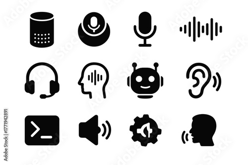 Vector assistant waves assistance icon command symbol icons speech bubble voice virtual