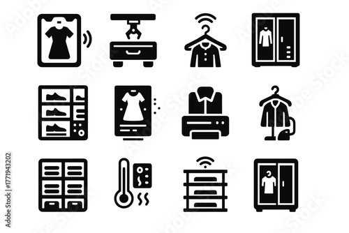 Ai steamer vector clothing icon scanner shoe wardrobe automated sensor smart icons