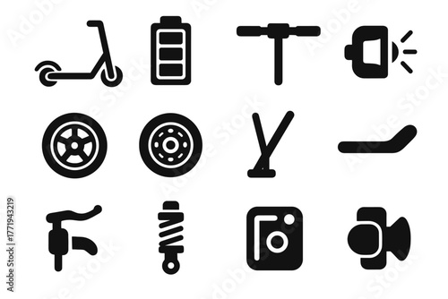 Horn eco battery control pack scooter vector handlebar icon footboard headlight brake