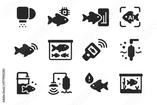 Device dispenser changer sensor modern icon tracker analysis fish water vector behavior