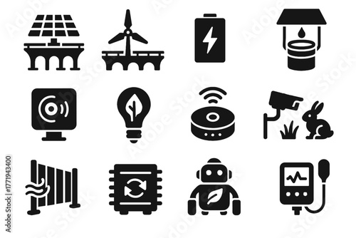 Reduction heat unit eco wind bridge hub friendly solar green vector icon