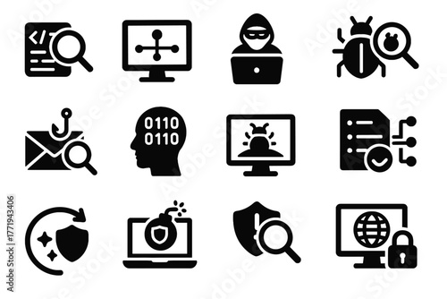 Scanner vulnerability detection vector analysis cybersecurity icons icon behavioral sandbox analytics grid