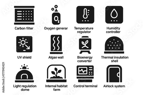 Generator controller shield farm vector icon temperature pod climate insulation internal airlock