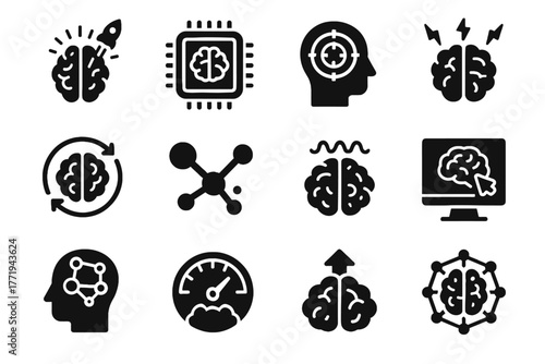 Chip synapse upload recall memory vector icon enhancement attention icons button stimulator