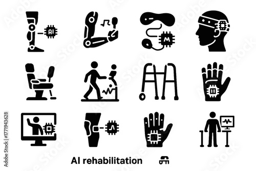 Exoskeleton icon arm recovery glove icons rehabilitation vector ai trainer smart automated