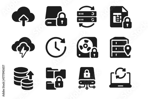 Offsite icons vector secure icon encrypted redundant data drive backup external tape