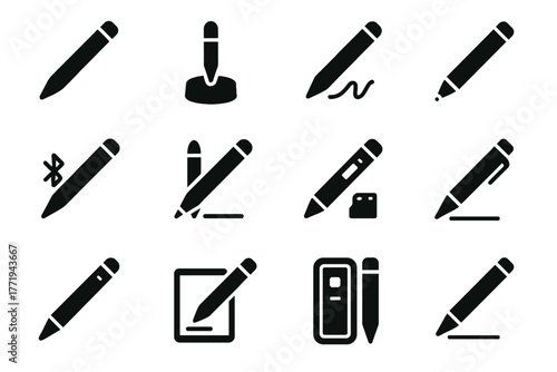 Handwriting to tablet screen icon dock smart pen digital vector