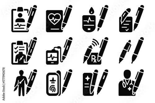 Data icon patient vector pen measuring paper rate smart monitor medical to