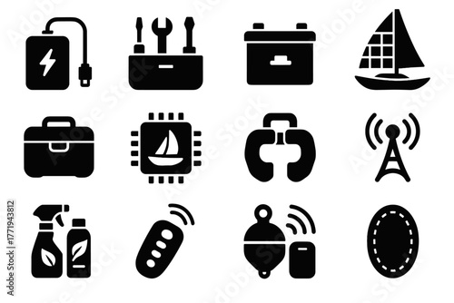 Docking smart boat vector accessories icon solar waterproof patch beacon portable cleaning