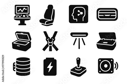 Nano led icon retractable ergonomic boat compact battery climate system display vector