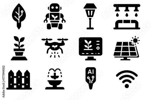 Digital backyard icon pollinator icons energy pipe gardener hub panel plant vector