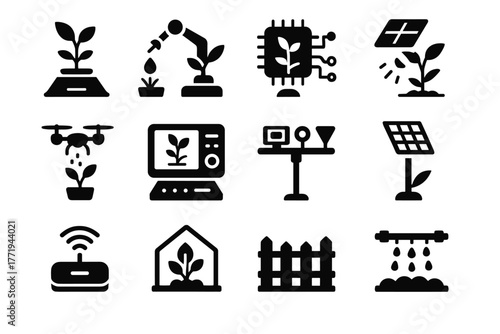 Icon greenhouse vector ai irrigation sensor cyber energy watering icons pollinator holographic