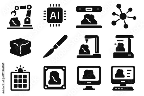 Nodes energy panel cutter workstation ai clay icon precision vector sculptor icons