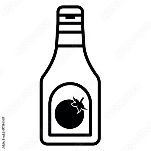 Ketchup Icon – Tomato Sauce Bottle Vector Illustration