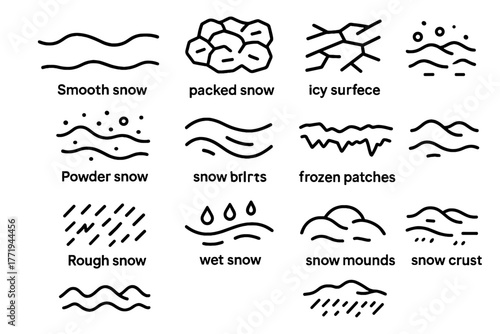 Textures crust vector icon powder ridges frozen icy patches snow sledding smooth