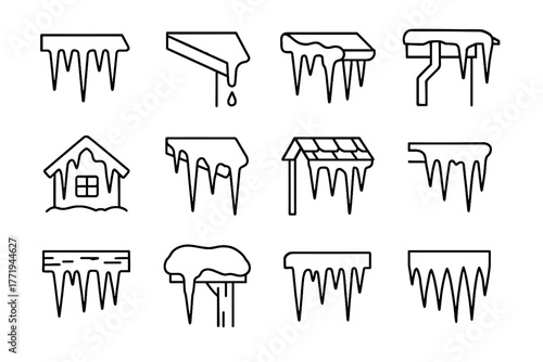 Icicles heavy vector eave roof frozen ice frosted icicle icon