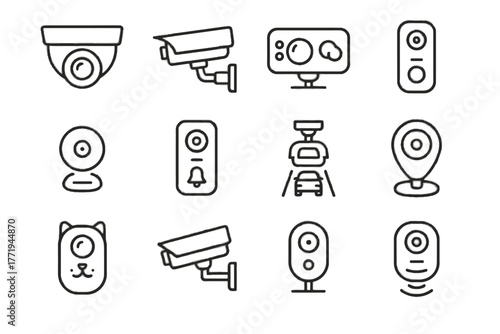 Baby camera pet doorbell ai bullet icons vector cam indoor icon outdoor