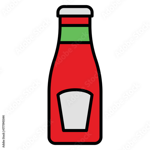 Ketchup Icon – Tomato Sauce Bottle Vector Illustration