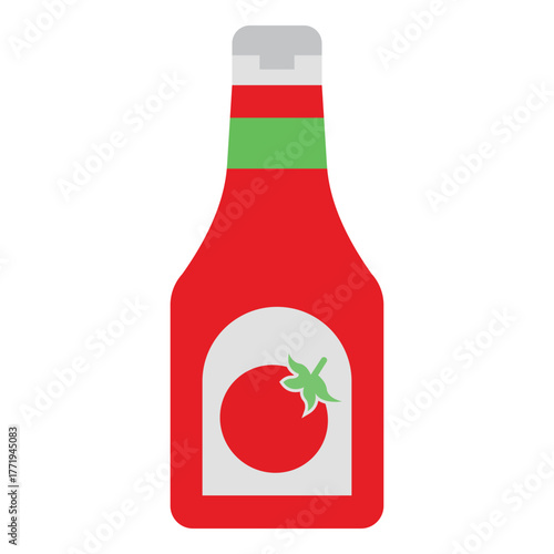 Ketchup Icon – Tomato Sauce Bottle Vector Illustration