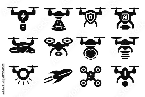 Speed shield flying advanced plasma vector quadcopter icon futuristic icons drone