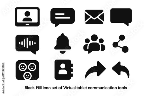 Group app virtual share bell voice message book icon vector chat icons