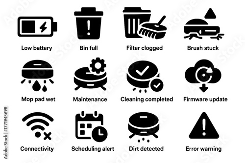 Maintenance bin icons reminder icon update full completed vector detected smart alert