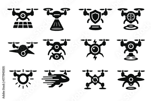 Plasma icons glowing ai nanotech drone futuristic icon shield high vector