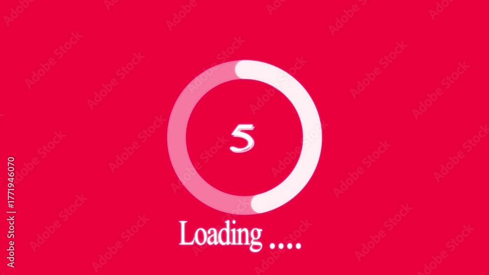 Red loading circle with number 8 and text loading progress Stock Video ...