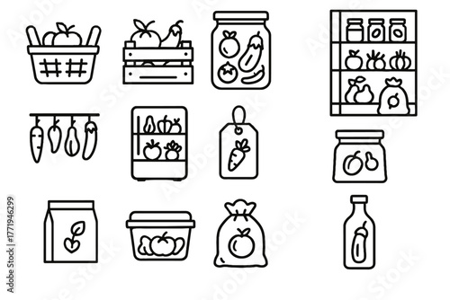 Seed bag garden storage icons fridge tag crate vector sack icon container